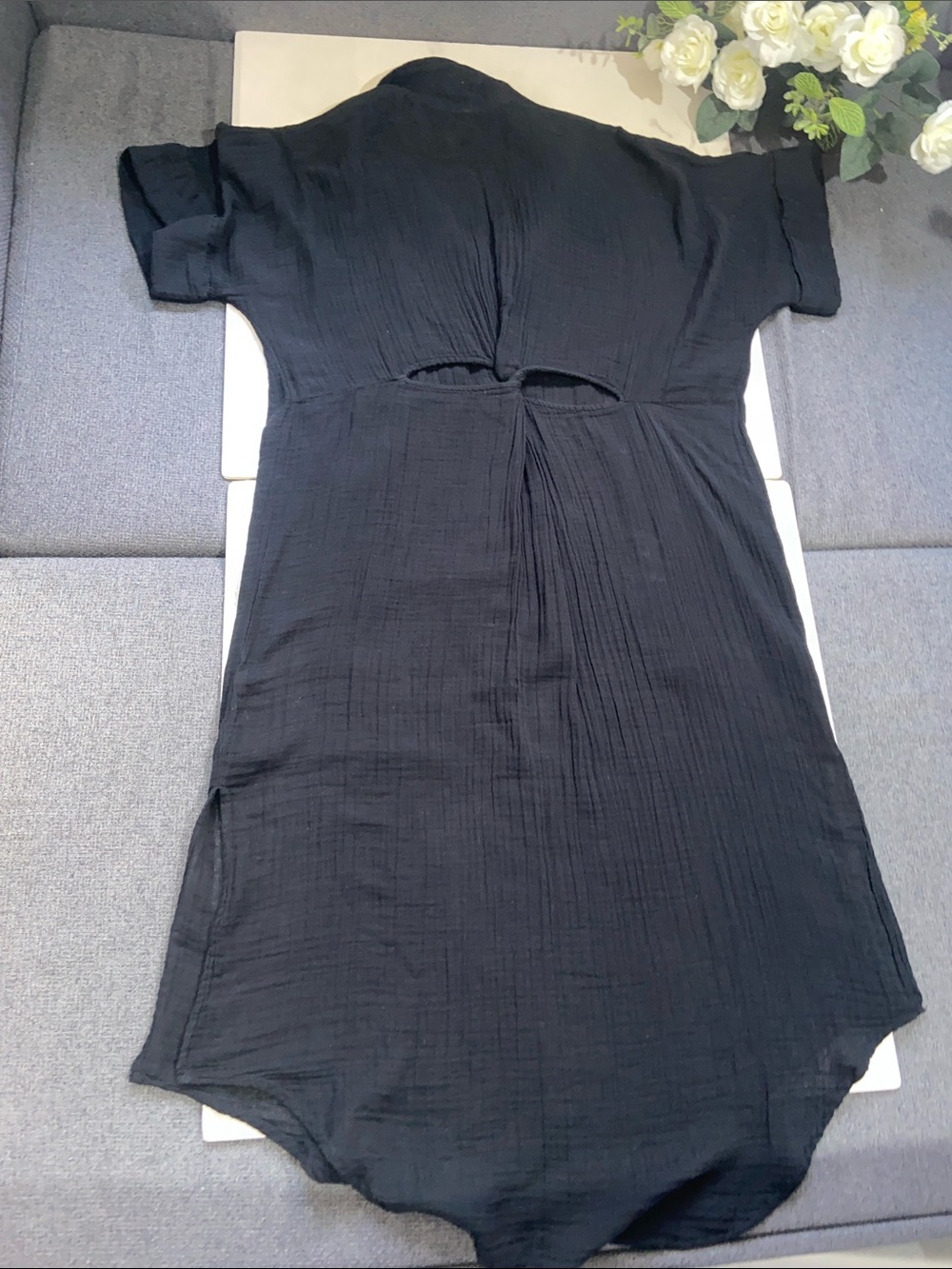 Anthropologie Lucia Sheer Midi Dress  Black Button-Front Shirt Dress Size XL - Picture 5 of 16